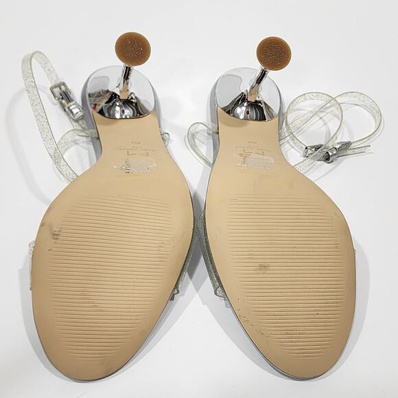Marc Fisher Calisty Strappy High Heeled Sandals Ankle Strap Glitter Silver‎ Sz 8 - Picture 14 of 16